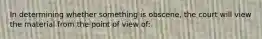 In determining whether something is obscene, the court will view the material from the point of view of: