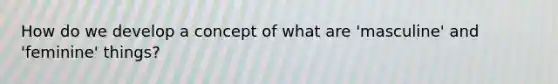 How do we develop a concept of what are 'masculine' and 'feminine' things?
