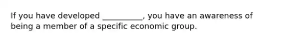 If you have developed __________, you have an awareness of being a member of a specific economic group.