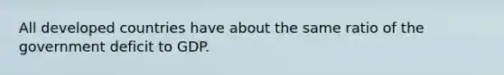 All developed countries have about the same ratio of the government deficit to GDP.
