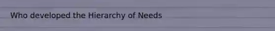 Who developed the Hierarchy of Needs