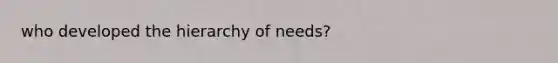 who developed the hierarchy of needs?