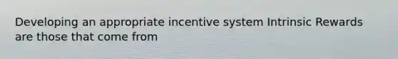 Developing an appropriate incentive system Intrinsic Rewards are those that come from