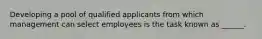 Developing a pool of qualified applicants from which management can select employees is the task known as ______.