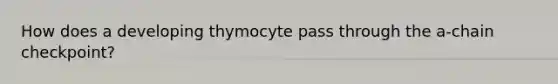 How does a developing thymocyte pass through the a-chain checkpoint?