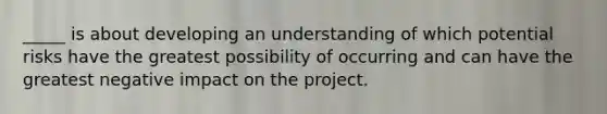 _____ is about developing an understanding of which potential risks have the greatest possibility of occurring and can have the greatest negative impact on the project.