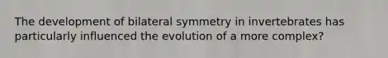 The development of bilateral symmetry in invertebrates has particularly influenced the evolution of a more complex?