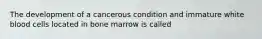 The development of a cancerous condition and immature white blood cells located in bone marrow is called