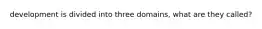 development is divided into three domains, what are they called?
