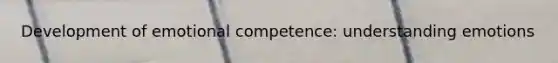 Development of emotional competence: understanding emotions