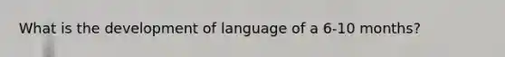 What is the development of language of a 6-10 months?