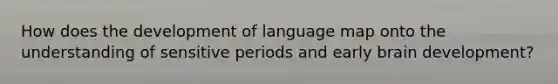 How does the development of language map onto the understanding of sensitive periods and early brain development?