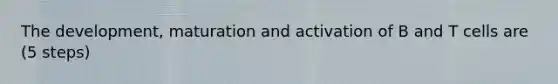 The development, maturation and activation of B and T cells are (5 steps)