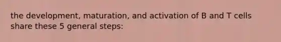 the development, maturation, and activation of B and T cells share these 5 general steps: