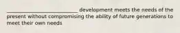 ____________________________ development meets the needs of the present without compromising the ability of future generations to meet their own needs