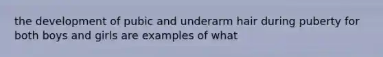 the development of pubic and underarm hair during puberty for both boys and girls are examples of what
