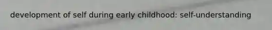 development of self during early childhood: self-understanding