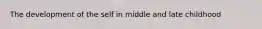 The development of the self in middle and late childhood