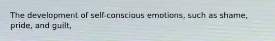 The development of self-conscious emotions, such as shame, pride, and guilt,