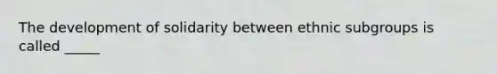 The development of solidarity between ethnic subgroups is called _____