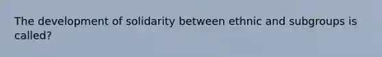 The development of solidarity between ethnic and subgroups is called?