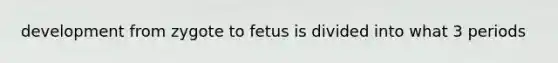 development from zygote to fetus is divided into what 3 periods