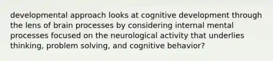 developmental approach looks at cognitive development through the lens of brain processes by considering internal mental processes focused on the neurological activity that underlies thinking, problem solving, and cognitive behavior?