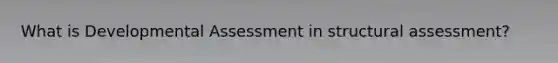 What is Developmental Assessment in structural assessment?