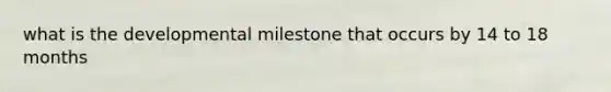 what is the developmental milestone that occurs by 14 to 18 months