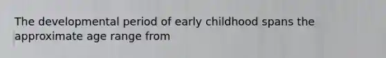 The developmental period of early childhood spans the approximate age range from