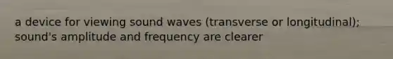 a device for viewing sound waves (transverse or longitudinal); sound's amplitude and frequency are clearer