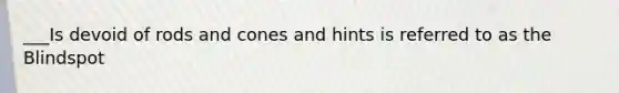 ___Is devoid of rods and cones and hints is referred to as the Blindspot