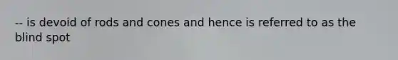 -- is devoid of rods and cones and hence is referred to as the blind spot