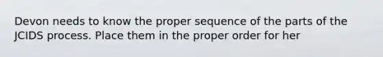 Devon needs to know the proper sequence of the parts of the JCIDS process. Place them in the proper order for her