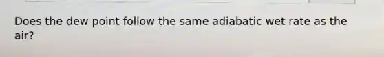 Does the dew point follow the same adiabatic wet rate as the air?