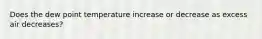 Does the dew point temperature increase or decrease as excess air decreases?