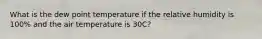 What is the dew point temperature if the relative humidity is 100% and the air temperature is 30C?