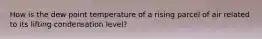 How is the dew point temperature of a rising parcel of air related to its lifting condensation level?