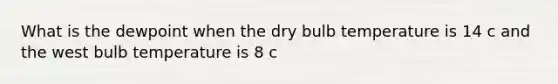 What is the dewpoint when the dry bulb temperature is 14 c and the west bulb temperature is 8 c