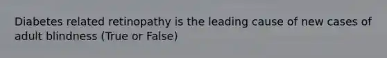 Diabetes related retinopathy is the leading cause of new cases of adult blindness (True or False)