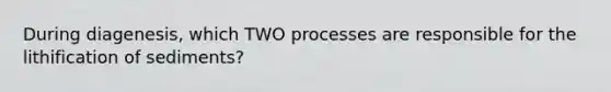 During diagenesis, which TWO processes are responsible for the lithification of sediments?