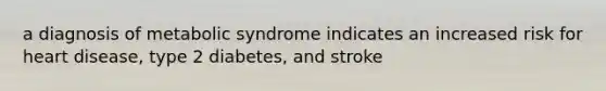 a diagnosis of metabolic syndrome indicates an increased risk for heart disease, type 2 diabetes, and stroke