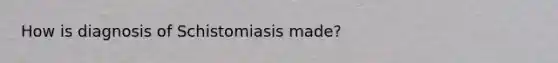 How is diagnosis of Schistomiasis made?