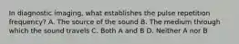 In diagnostic imaging, what establishes the pulse repetition frequency? A. The source of the sound B. The medium through which the sound travels C. Both A and B D. Neither A nor B