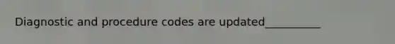 Diagnostic and procedure codes are updated__________