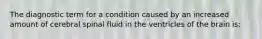 The diagnostic term for a condition caused by an increased amount of cerebral spinal fluid in the ventricles of the brain is: