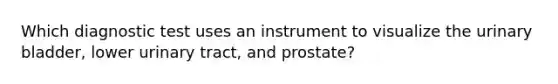 Which diagnostic test uses an instrument to visualize the urinary bladder, lower urinary tract, and prostate?