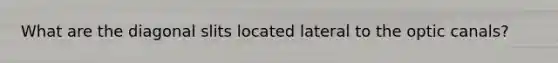 What are the diagonal slits located lateral to the optic canals?