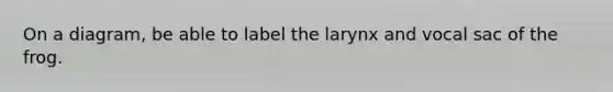 On a diagram, be able to label the larynx and vocal sac of the frog.