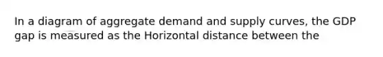 In a diagram of aggregate demand and supply curves, the GDP gap is measured as the Horizontal distance between the